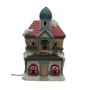 Ceramic Christmas School - C.R. Seasons LTD.‎ Hand Painted Lighted Ceramic House